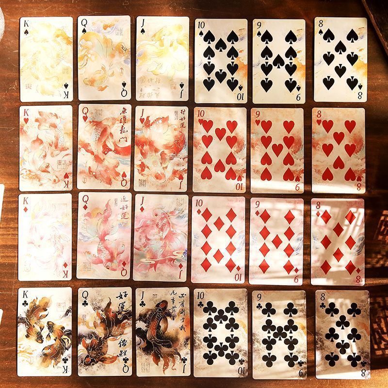 Playing cards, ancient style, Chinese style, good luck, koi playing cards, national style, home games, entertainment, egg playing card collection