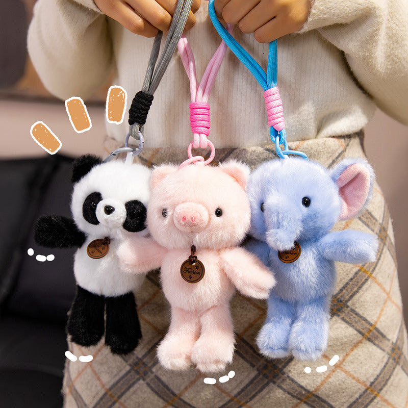 Animal pendant doll keychain wholesale bag hand rope plush toy birthday gift girl doll