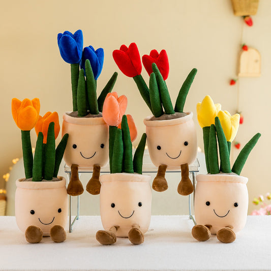 Creative Succulent Ornament Plush Fun Simulation Tulip Potted Plant Office Home Decor Ragdoll