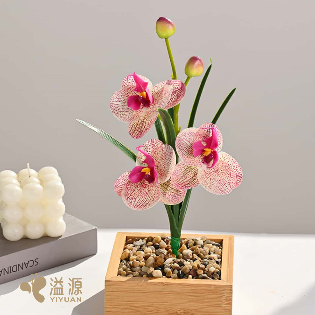 Leaf three flowers feel small Phalaenopsis indoor home simulation flower photography props wedding artificial flower decoration plant