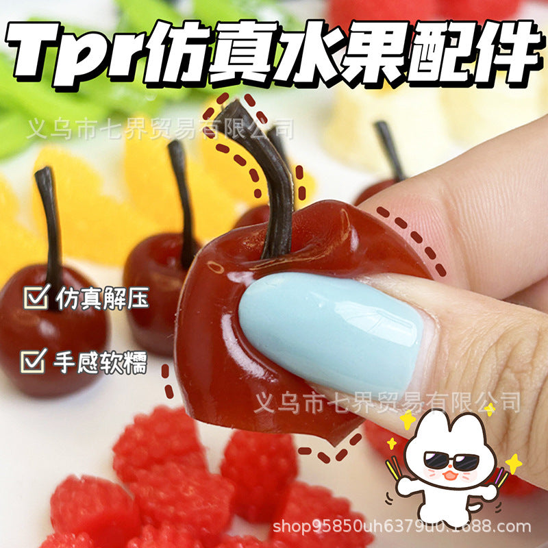 Simulation tpr fruit accessories simulation blueberry soft glue DIY material edible game cream glue accessories strawberry pineapple macaque
