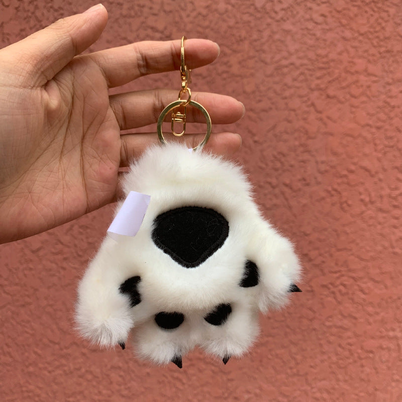 Cute plush toy tiger paw pendant simulated leopard paw keychain doll back bag pendant small gift