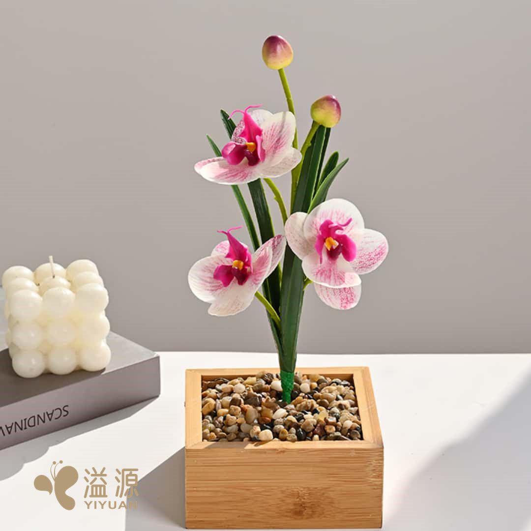 Leaf three flowers feel small Phalaenopsis indoor home simulation flower photography props wedding artificial flower decoration plant
