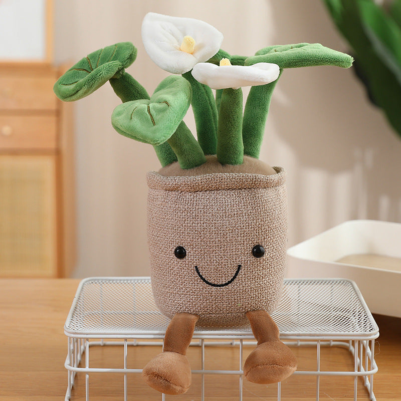 Cross-border simulation plant fun potted plant table with doll plush toy children's doll indoor ornament decoration mini