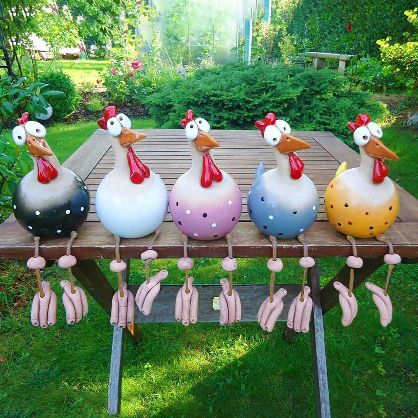 2026 big-eyed hanging-footed chicken spring breath fence resin ornament garden courtyard long-footed chicken ornament wholesale