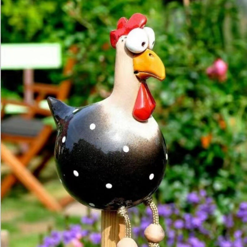 2026 big-eyed hanging-footed chicken spring breath fence resin ornament garden courtyard long-footed chicken ornament wholesale