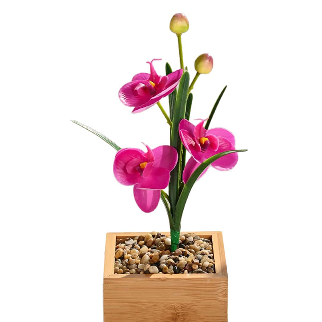 Leaf three flowers feel small Phalaenopsis indoor home simulation flower photography props wedding artificial flower decoration plant