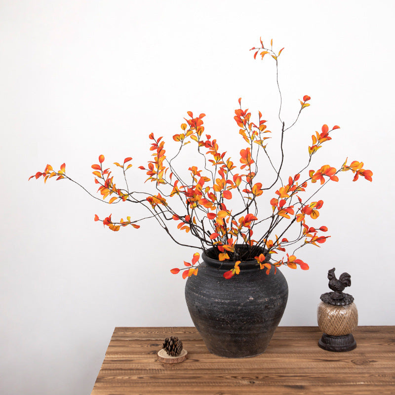 Simulation small dead branches autumn leaves fake branches home furnishing hotel Chinese decorative flower arrangement set simulation green plant ornament props
