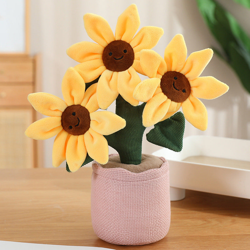Cross-border simulation plant fun potted plant table with doll plush toy children's doll indoor ornament decoration mini