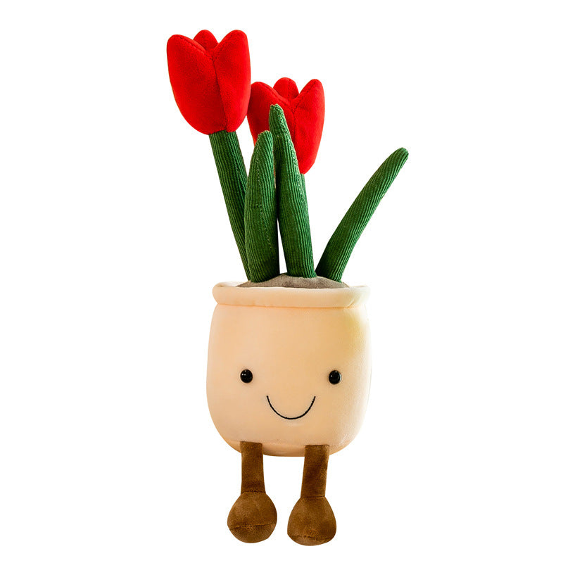 Creative Succulent Ornament Plush Fun Simulation Tulip Potted Plant Office Home Decor Ragdoll