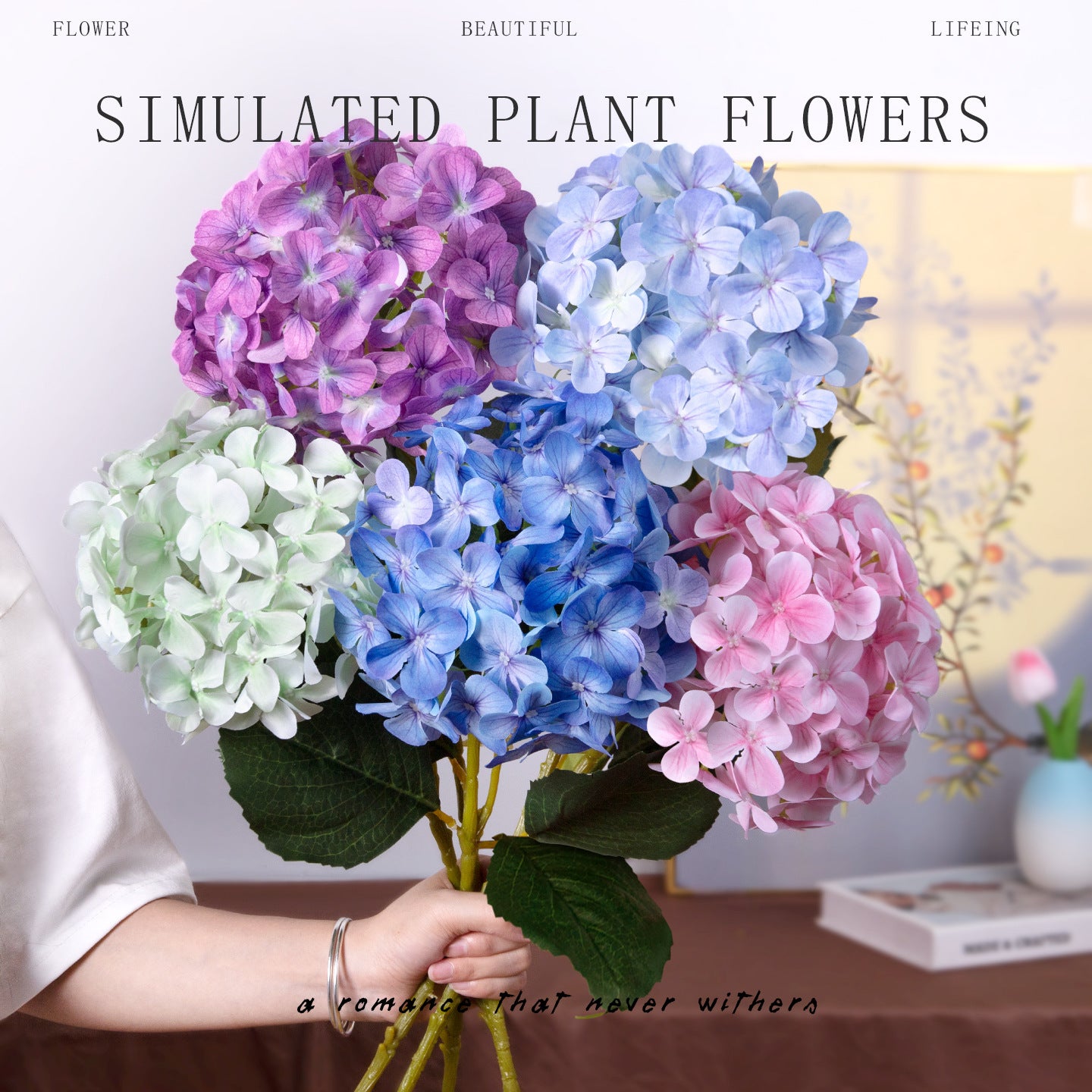 Artificial hydrangea high-end wedding hall hotel home decoration ornament 3D printing Elsa hydrangea simulation flower fake flower