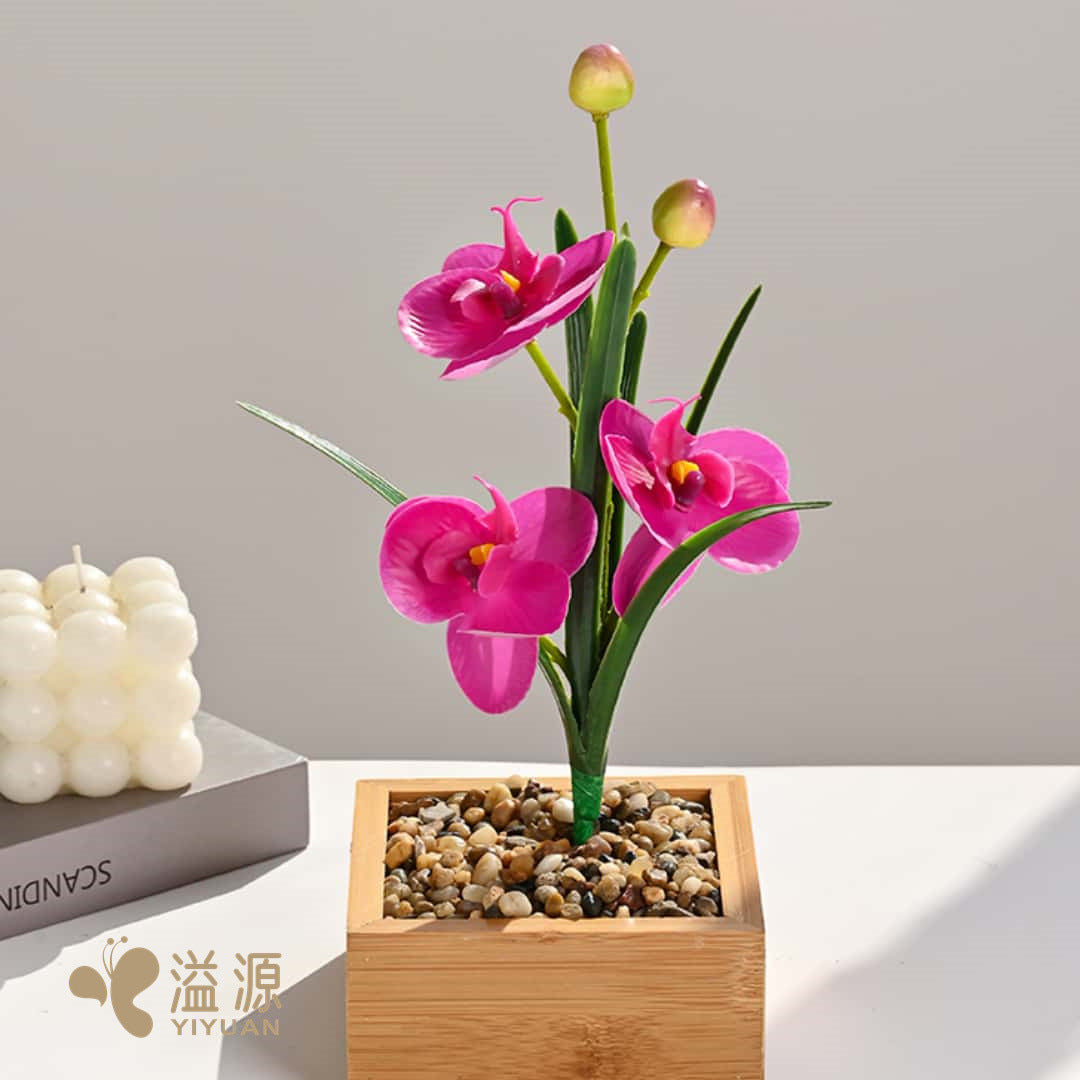 Leaf three flowers feel small Phalaenopsis indoor home simulation flower photography props wedding artificial flower decoration plant