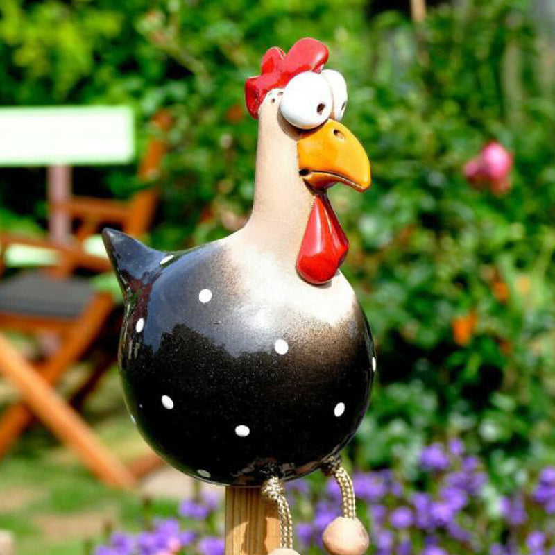 2026 big-eyed hanging-footed chicken spring breath fence resin ornament garden courtyard long-footed chicken ornament wholesale