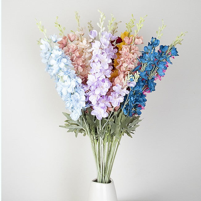 Simulation flower delphinium grass 2 forks flocking big delphinium hyacinth, home decoration wedding photography props fake flower wholesale