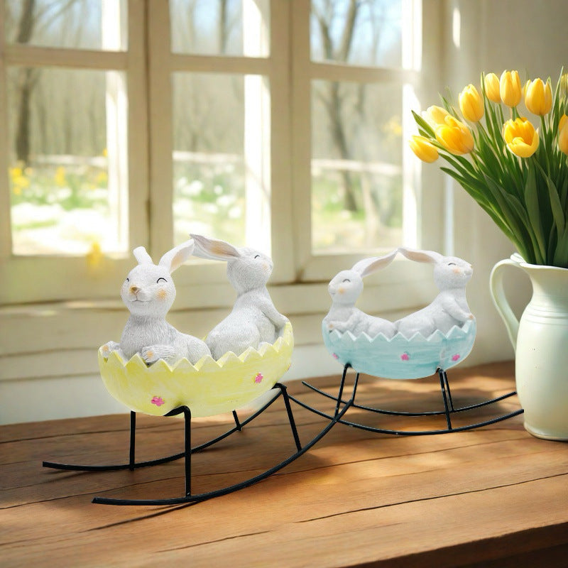 2026 Easter Cradle Rabbit Ornament Creative Home Bath Rabbit Ornament Garden Garden Outdoor Ornament