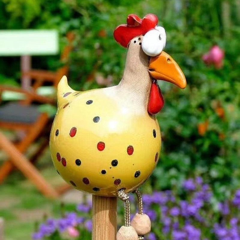 2026 big-eyed hanging-footed chicken spring breath fence resin ornament garden courtyard long-footed chicken ornament wholesale