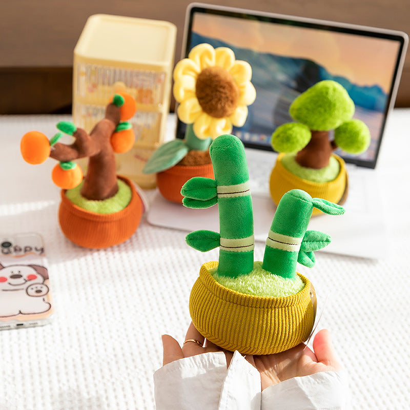 New simulation fragrance plush doll potted persimmon sunflower fortune tree doll creative decoration grab machine doll