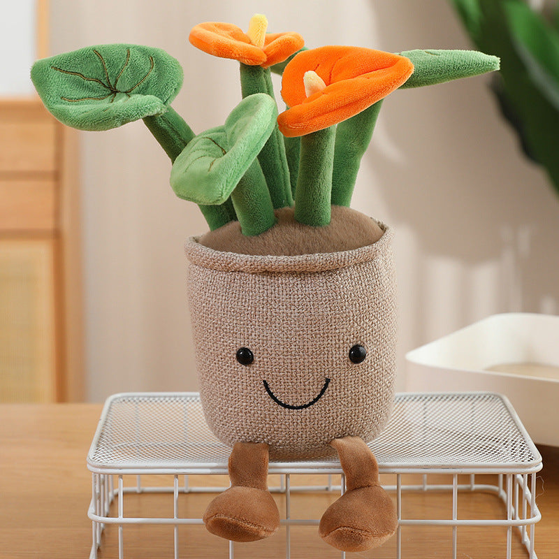 Cross-border simulation plant fun potted plant table with doll plush toy children's doll indoor ornament decoration mini