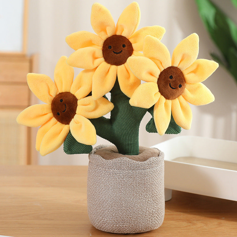Cross-border simulation plant fun potted plant table with doll plush toy children's doll indoor ornament decoration mini