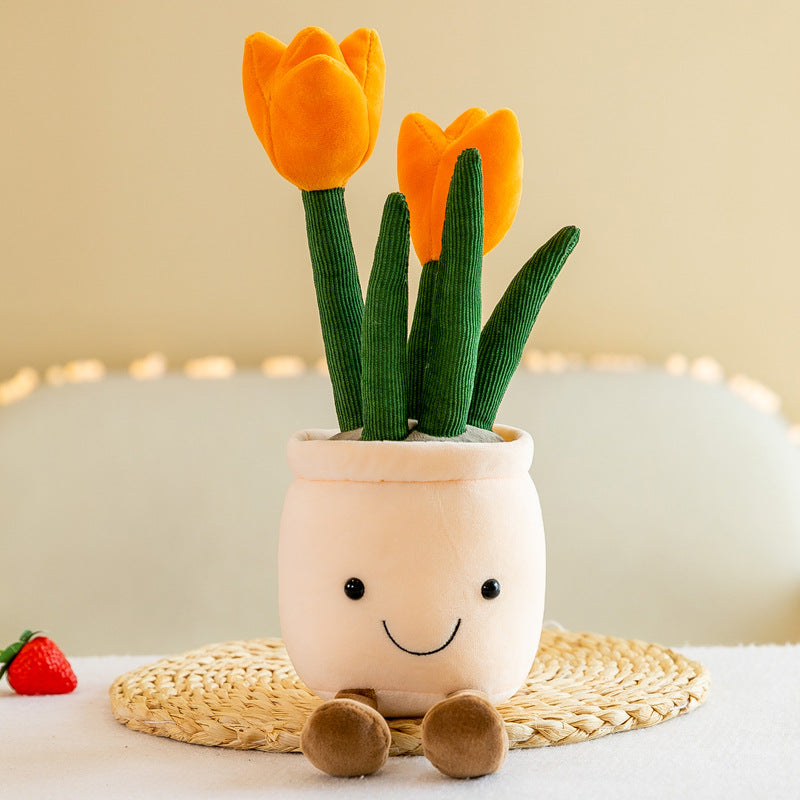 Creative Succulent Ornament Plush Fun Simulation Tulip Potted Plant Office Home Decor Ragdoll