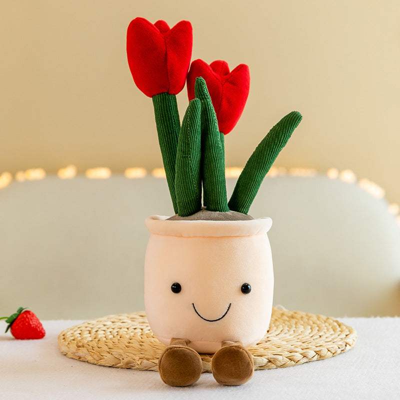 Creative Succulent Ornament Plush Fun Simulation Tulip Potted Plant Office Home Decor Ragdoll