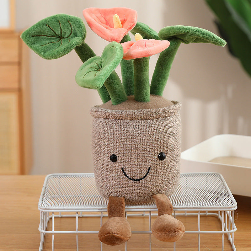 Cross-border simulation plant fun potted plant table with doll plush toy children's doll indoor ornament decoration mini