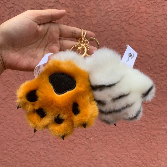 Cute plush toy tiger paw pendant simulated leopard paw keychain doll back bag pendant small gift