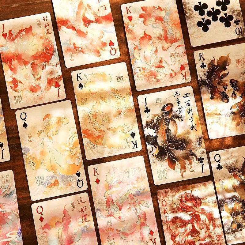 Playing cards, ancient style, Chinese style, good luck, koi playing cards, national style, home games, entertainment, egg playing card collection