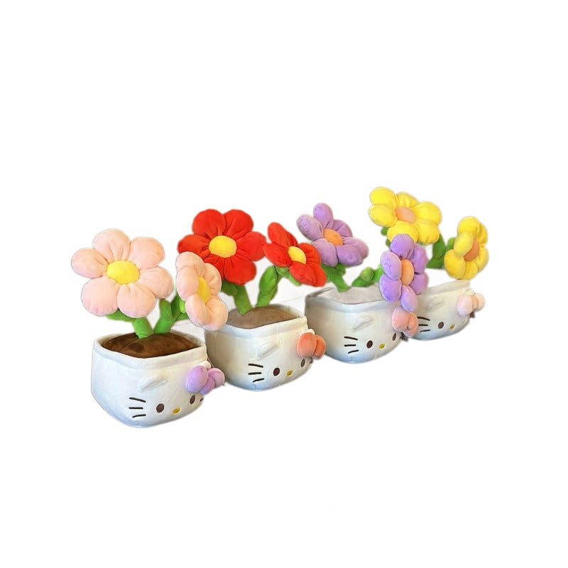 HelloKitty Sanrio genuine Hello Kitty doll bouquet plush potted plant doll birthday present female