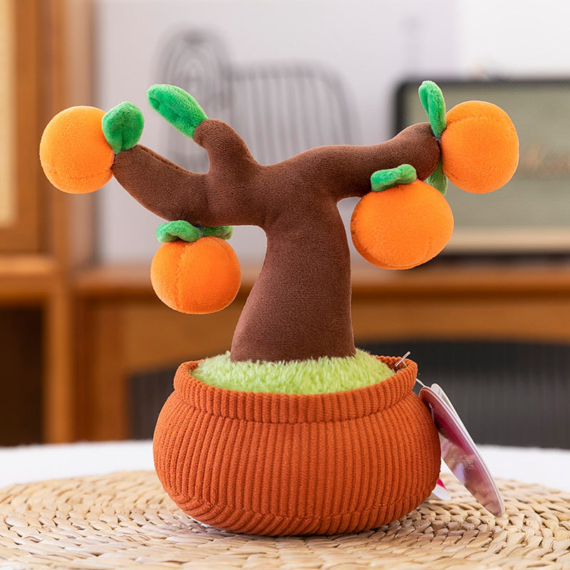 New simulation fragrance plush doll potted persimmon sunflower fortune tree doll creative decoration grab machine doll