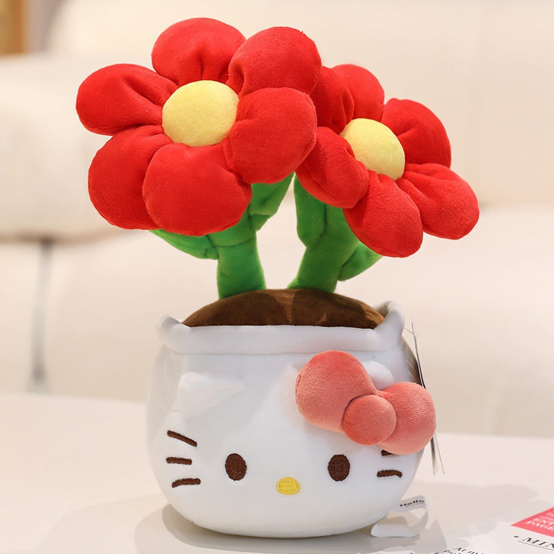 HelloKitty Sanrio genuine Hello Kitty doll bouquet plush potted plant doll birthday present female
