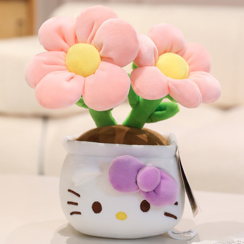 HelloKitty Sanrio genuine Hello Kitty doll bouquet plush potted plant doll birthday present female