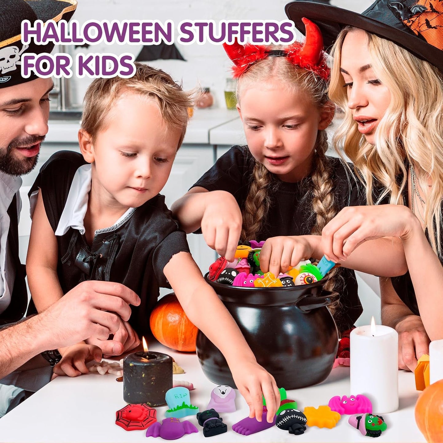 Pethomli 24 Pcs Halloween Mochi Squishies Toys,Mini Pumkin Ghost Mochi Squeeze Halloween Toys for Kids Party Favor,Cute Stress Relief Halloween Spiders Filler Basket Stuffer Gifts