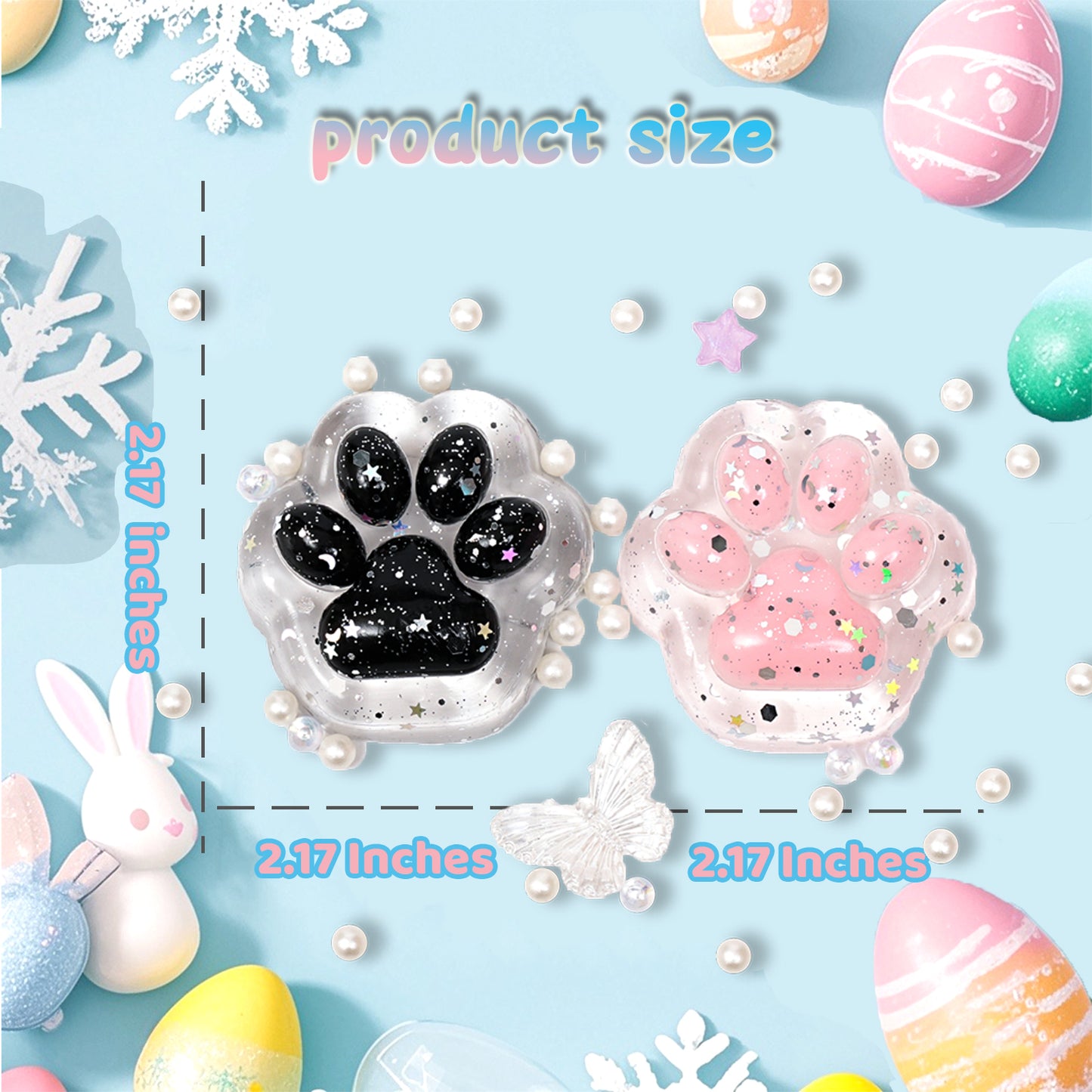 Pethomli 2 Pack Squishy Cat Paw Squishies Toy, Cute Paw Squeeze Sensory Toys, Transparent Squishy Animal Relief Stress Ball with PVC Packaging Gifts Fidget Novelty Toy for Kids Adults
