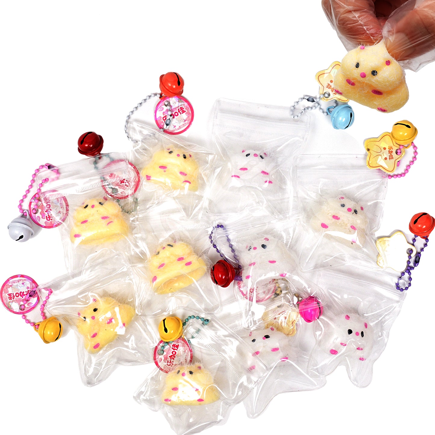 Pethomli 10 Pack Mini Squishy Hamster Squishies Toy, Cute Cheese Hamster Squeeze Sensory Toys, Furry Squishy Animal Relief Stress Ball with PVC Packaging Gifts Fidget Novelty Toy for Kids Adults