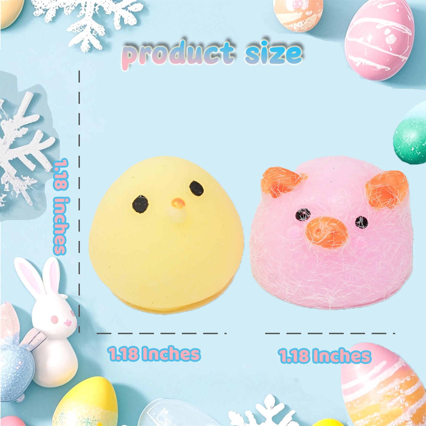 Pethomli 10 Pack Mini Squishy Chicken Piggie Squishies Toy, Cute Pig Squeeze Sensory Toys, Furry Squishy Animal Relief Stress Ball with PVC Packaging Gifts Fidget Novelty Toy for Kids Adults