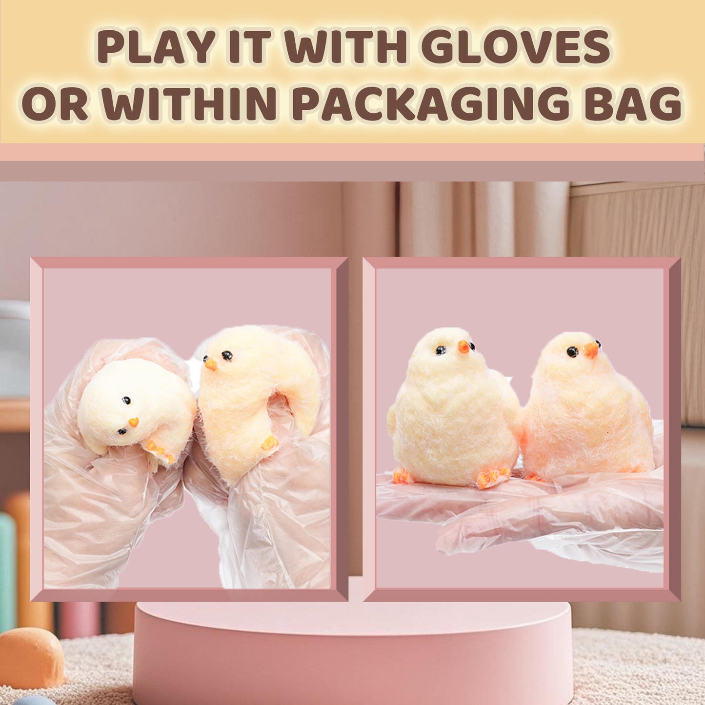 Pethomli 2 Pack Chick Squishies Toys Animal Squeeze Toy Ultra Soft Chick Squishy Animal Relief Stress Toys with PVC Packaging Gifts Fidget Novelty Toy for Kids Adults