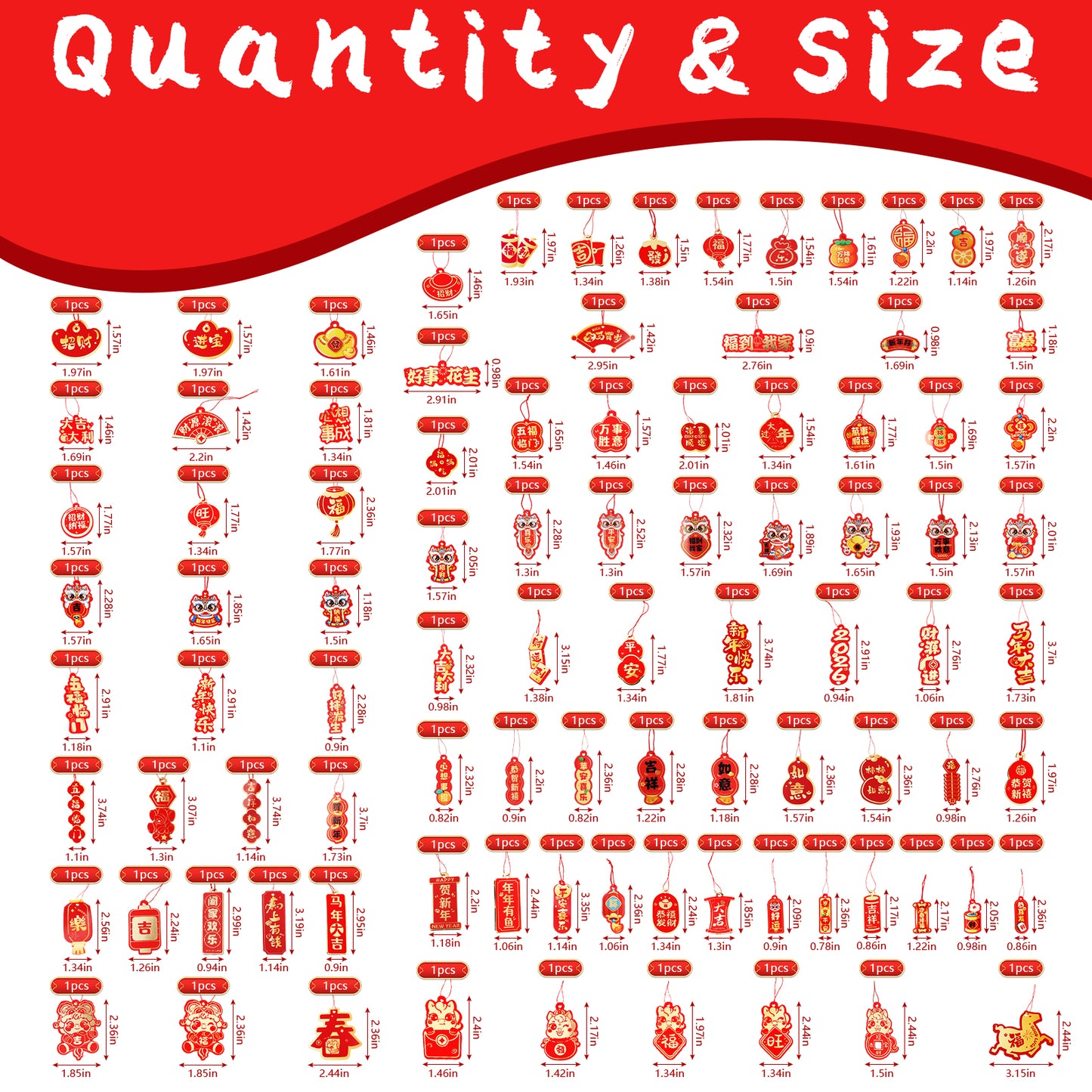 176 Pcs Chinese Lunar New Year Decorations 2026 Chinese Hanging Decoration Spring Festival Lucky Hanging Red Lanterns Gold Tree Ornaments for Asian China Lunar New Year Party of The Horse Decor