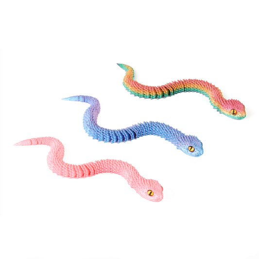 3Pcs 3D Printed Snake Animal Toys,11.8" Realistic Snakes Articulated Flexible Fidget Toys,3D Printed Scary Snake Animal Figure Toy for Home,Officec,Desk Decor