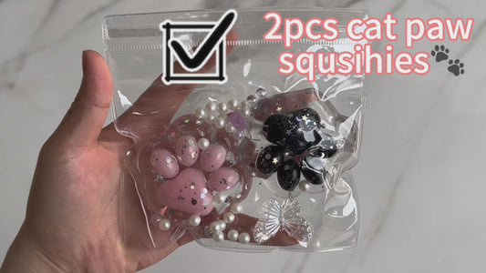Pethomli 2 Pack Squishy Cat Paw Squishies Toy, Cute Paw Squeeze Sensory Toys, Transparent Squishy Animal Relief Stress Ball with PVC Packaging Gifts Fidget Novelty Toy for Kids Adults